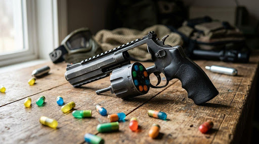 Paintball-Ausrüstung: CO₂-Revolver mit Trommelmagazin im Praxistest Paintball-Ausrüstung